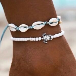 Shell & Beaded Anklet Set